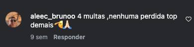 Comentário de cliente no Instagram: 4 multas, nenhuma perdida